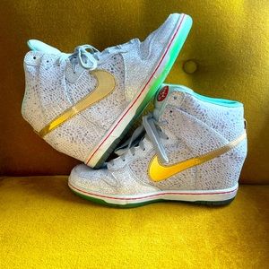 Size 10M RARE Nike Dunk Sky Hi Year of Horse Grey Gold Wedge Sneaker Shoes